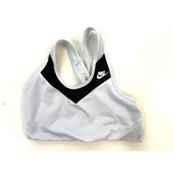 Nike Dri-FIT Sports Bra Size S Black White Racerback Medium Support Workout Gym - Picture 1 of 3